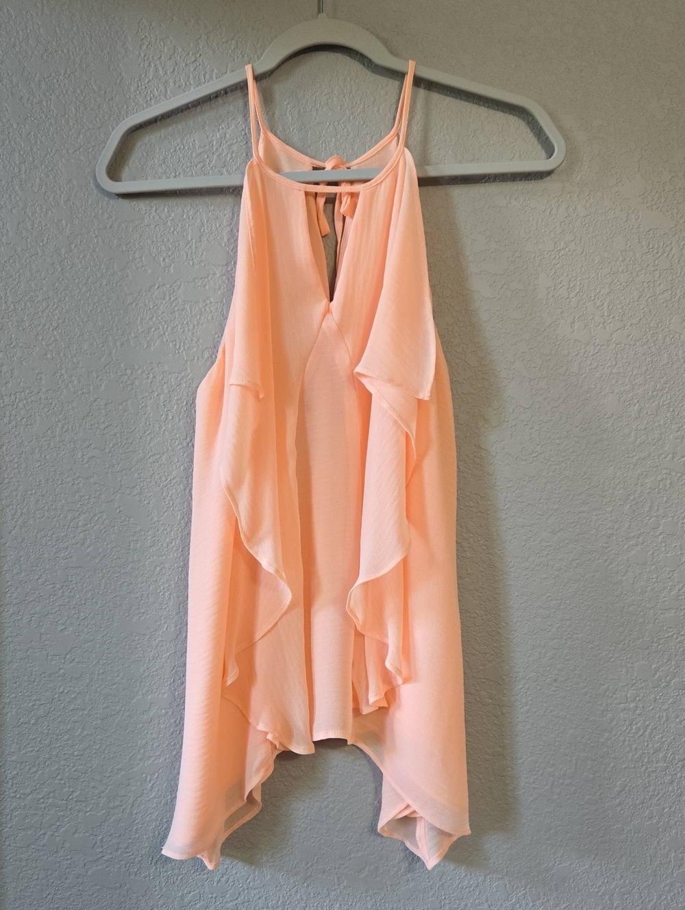 Maurices Peach Ruffle Halter Top with Tie